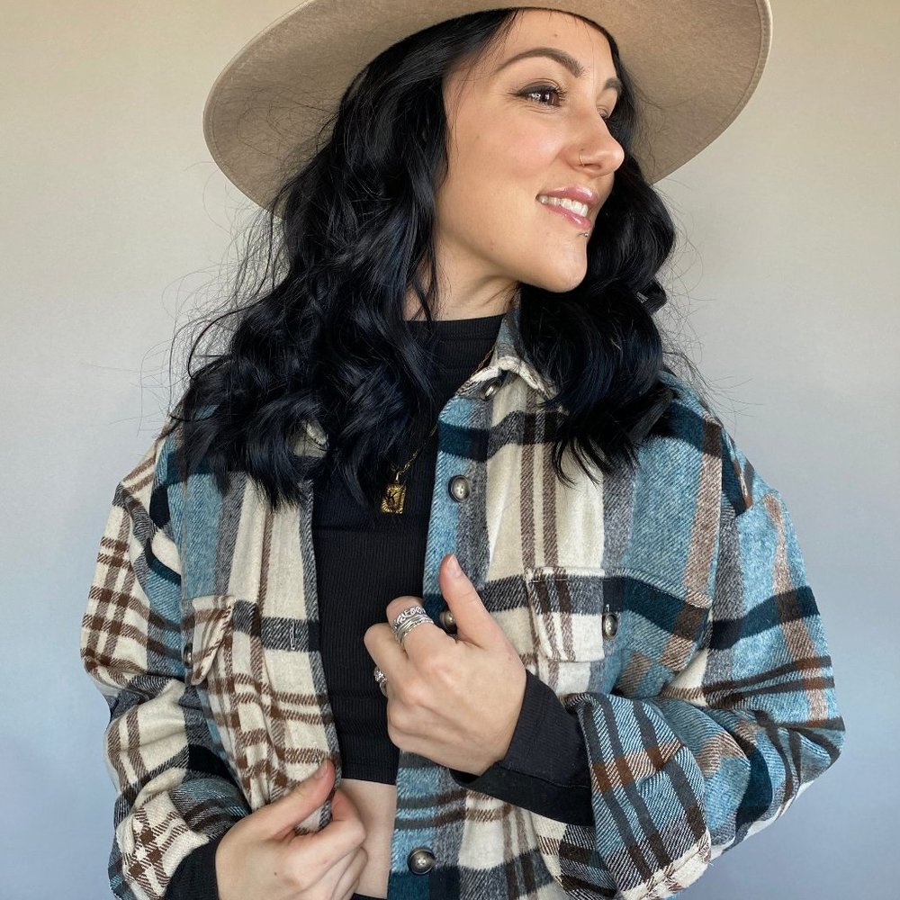 Blue Cropped Flannel